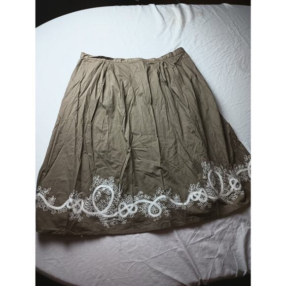 ColdWater Creek Border Embroidered Skirt Midi Boho Cottagecore Prairie NWT 18 - Picture 1 of 6